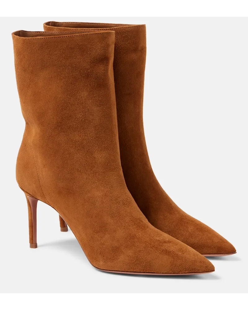 Aquazzura Ankle Boots Matignon aus Veloursleder Braun