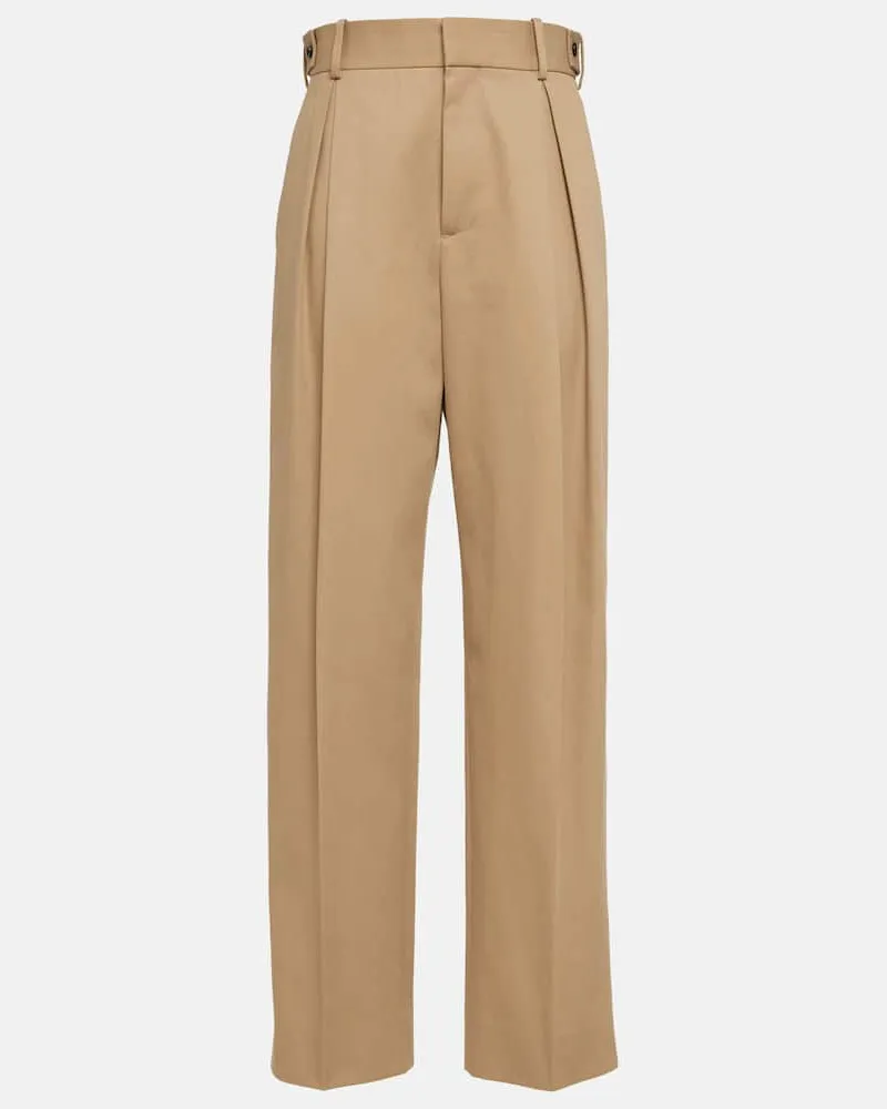 Bottega Veneta High-Rise-Hose aus Twill Braun