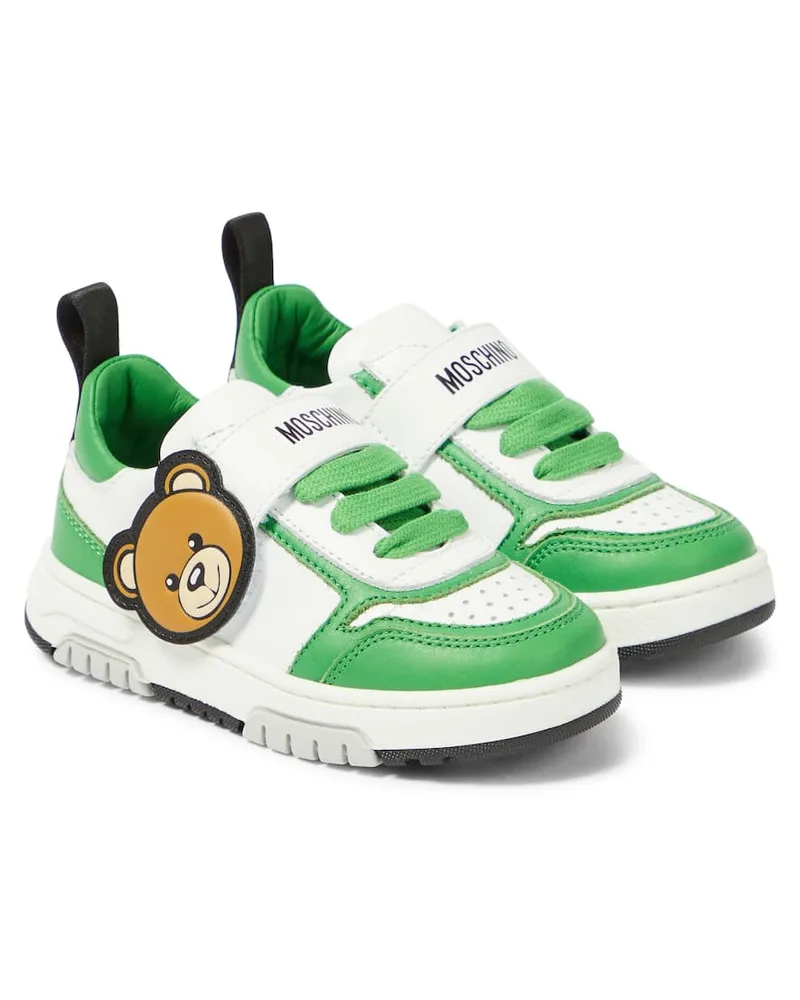 Moschino Sneakers Teddy Bear aus Leder Grün