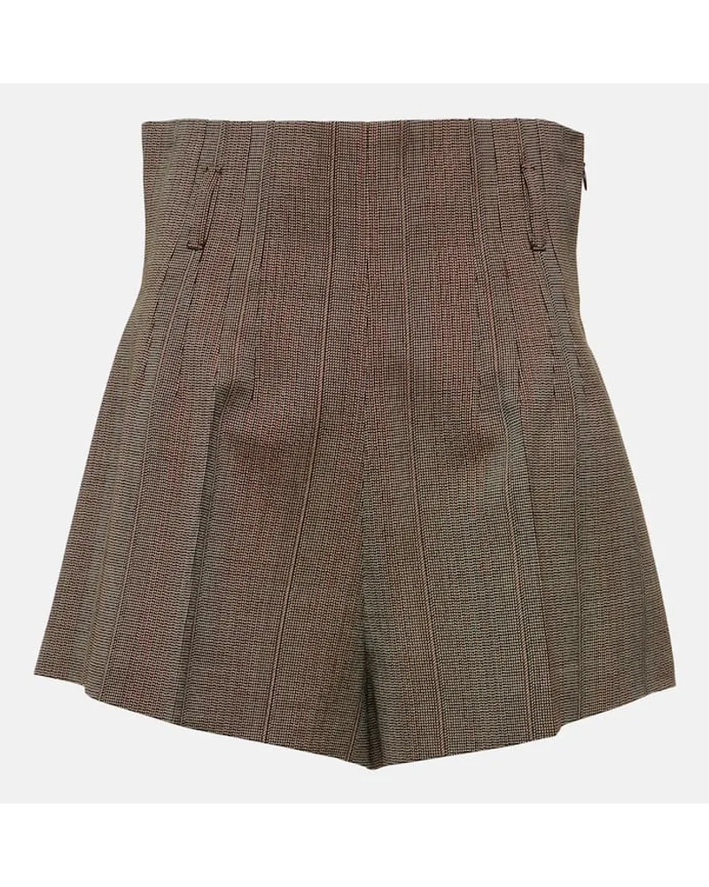 Prada High-Rise Shorts aus Wolle Braun