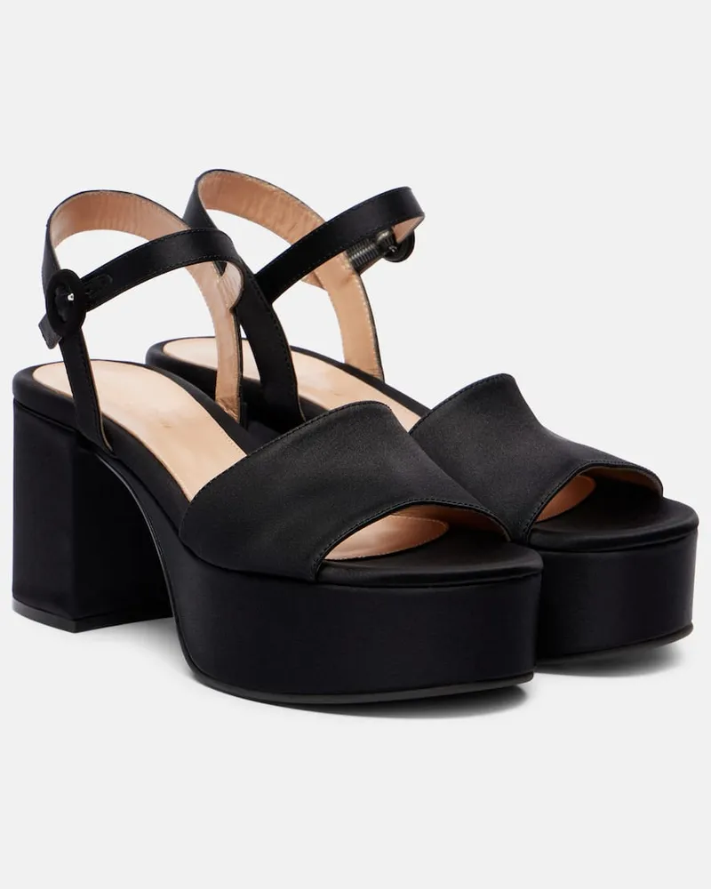 Gianvito Rossi Plateausandalen Carol 35 aus Satin Schwarz