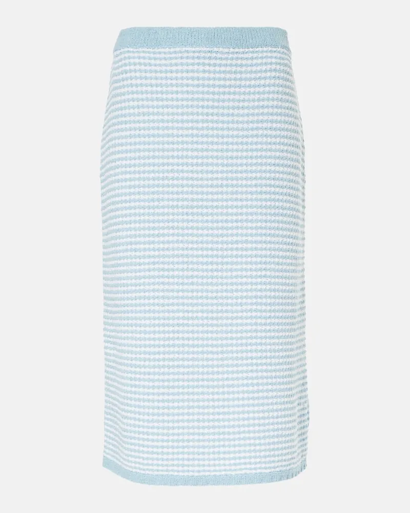 Tory Burch High-Rise-Midirock aus Strick Weiß