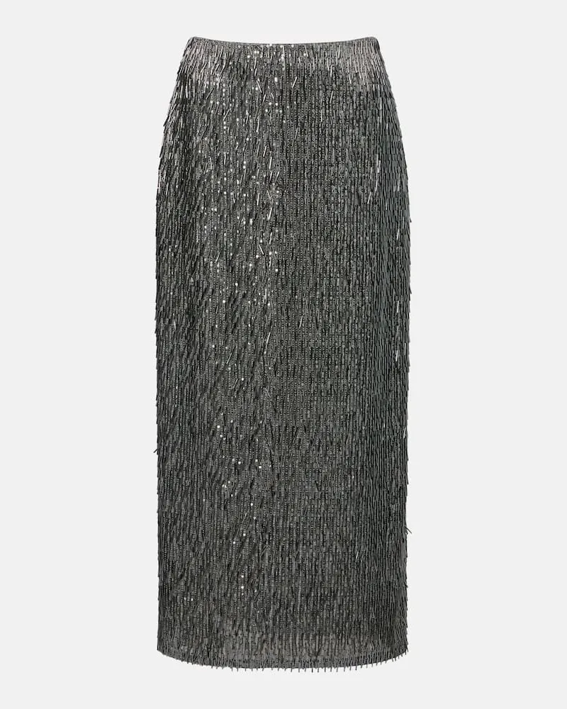 Erdem High-Rise-Bleistiftrock mit Pailletten Silber