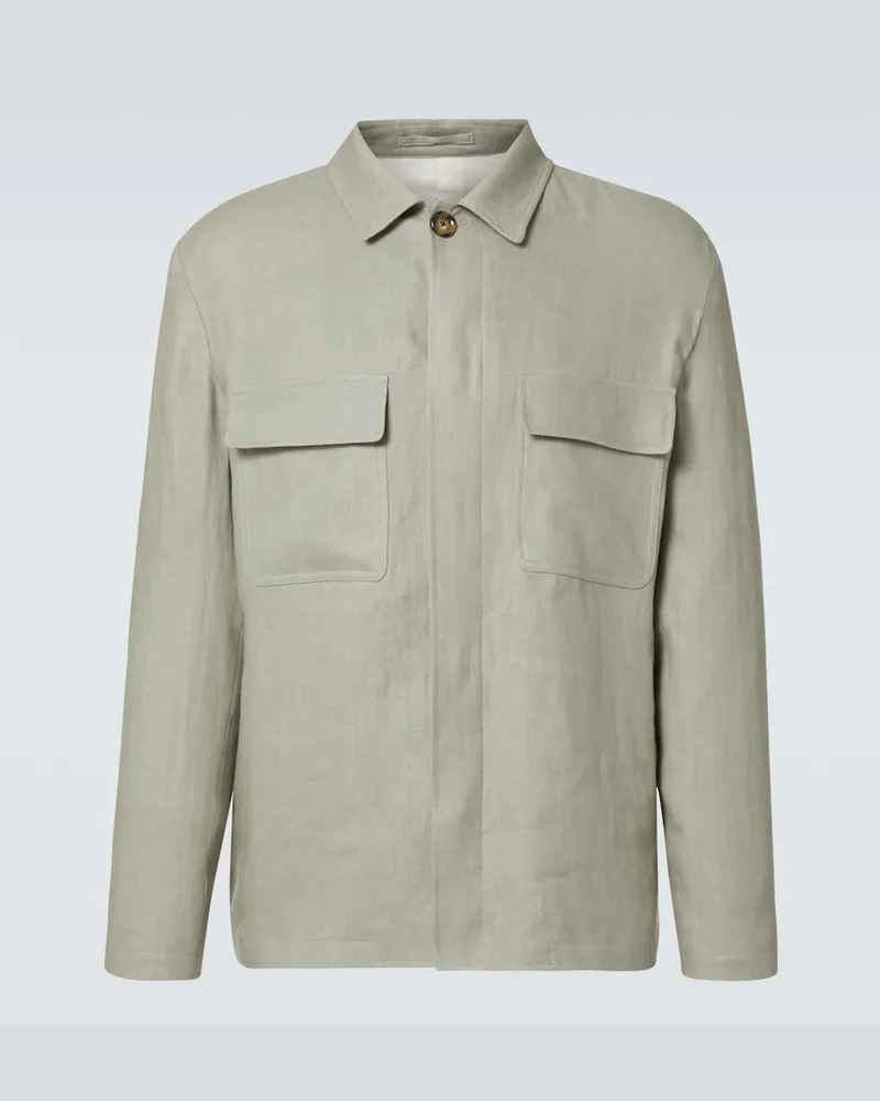 LARDINI Hemdjacke aus Leinen Grün