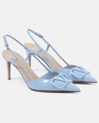 Valentino Garavani Slingback-Pumps VLogo Signature 80 aus Lackleder Blau