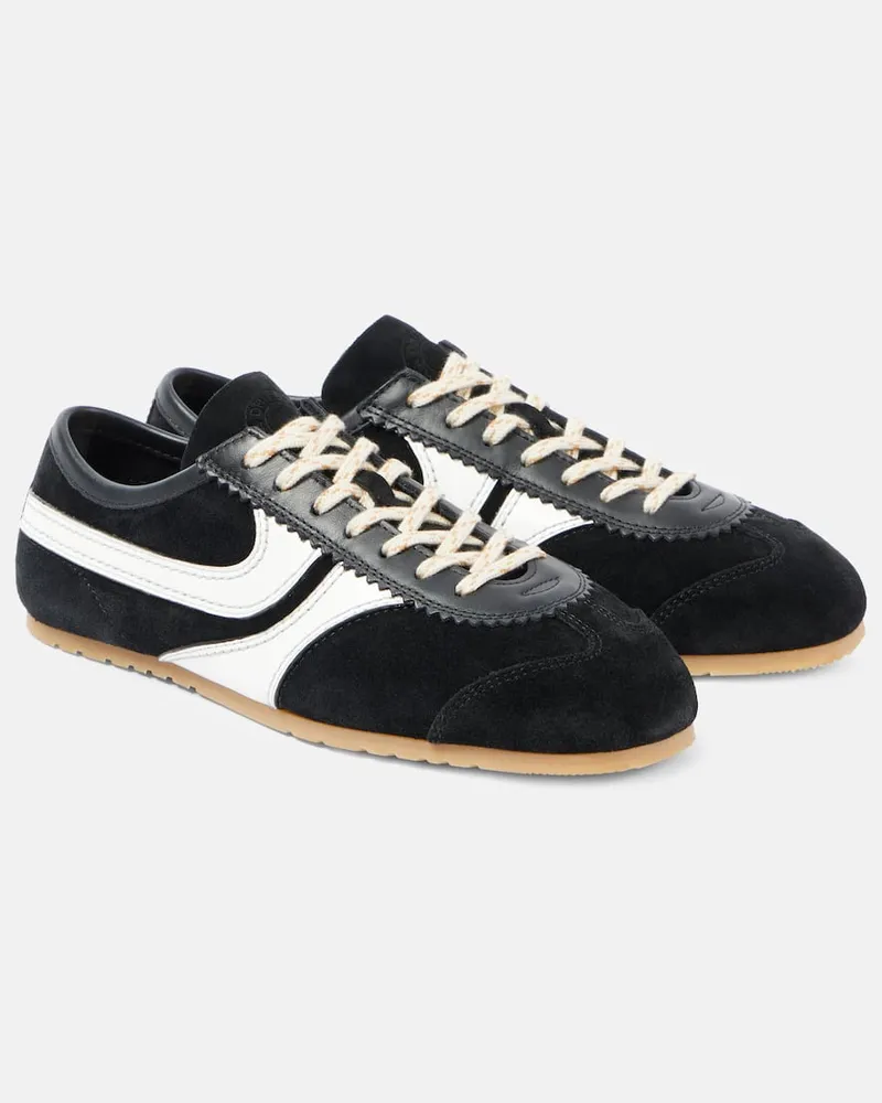 Dries van Noten Sneakers aus Leder und Veloursleder Schwarz