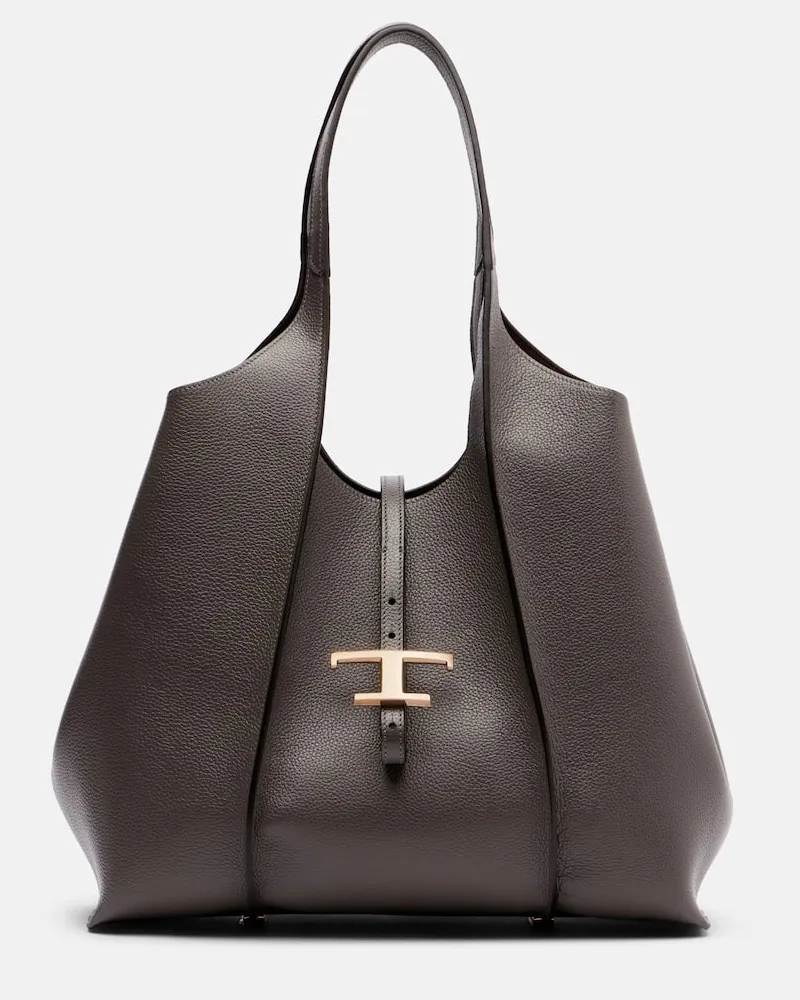 TOD'S Tote Bag T Timeless Medium aus Leder Grau
