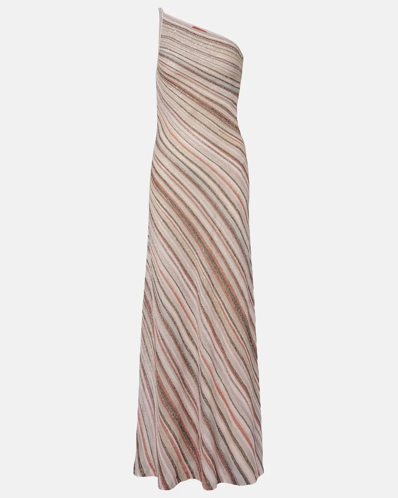 Missoni One-Shoulder-Maxikleid aus Lamé mit Pailletten Rosa