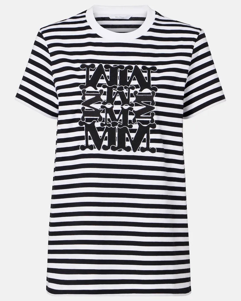 Max Mara Besticktes T-Shirt Ruta aus Baumwolle Schwarz