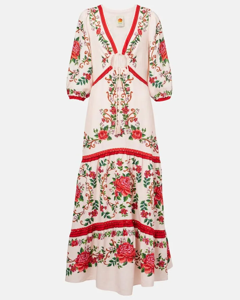 FARM Rio Bedrucktes Maxikleid aus einem Leinengemisch Multicolor