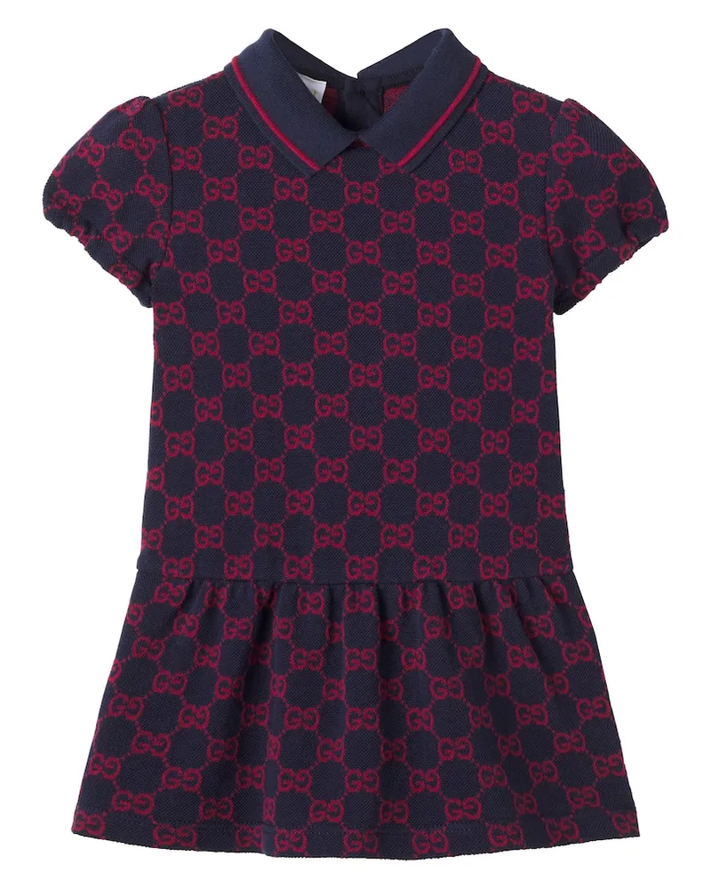 Gucci Baby Polokleid GG aus Baumwolle Blau
