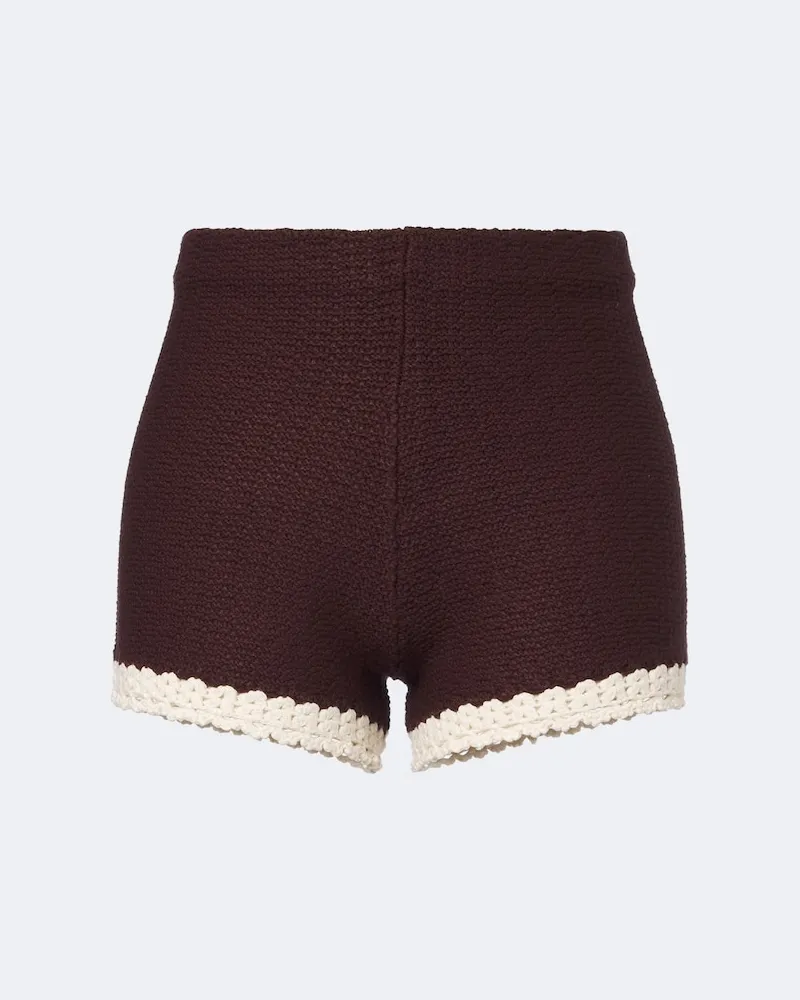 Posse Shorts Hattie mit Häkelstrick Braun