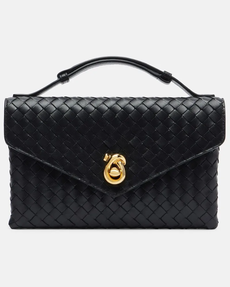 Bottega Veneta Tote Bag Knot Lock aus Leder Schwarz