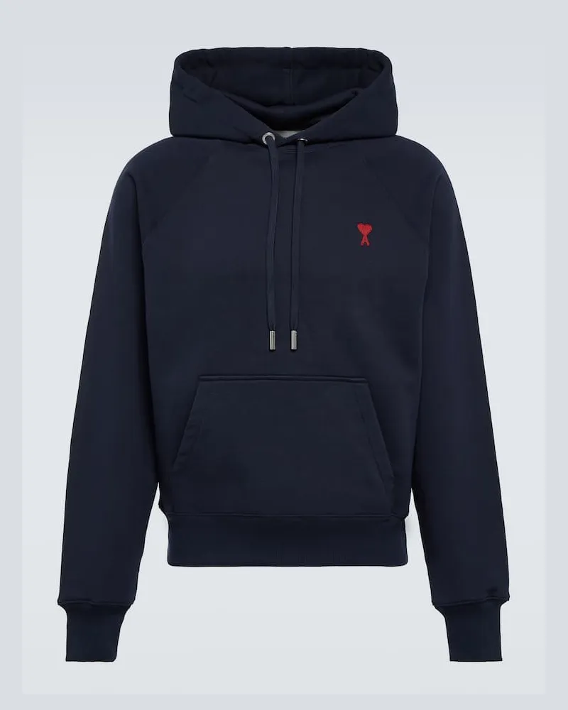 AMI Paris Hoodie Ami de Cœur aus Baumwoll-Jersey Blau
