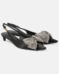 Dolce & Gabbana Slingback-Pumps aus Satin mit Kristallen Schwarz