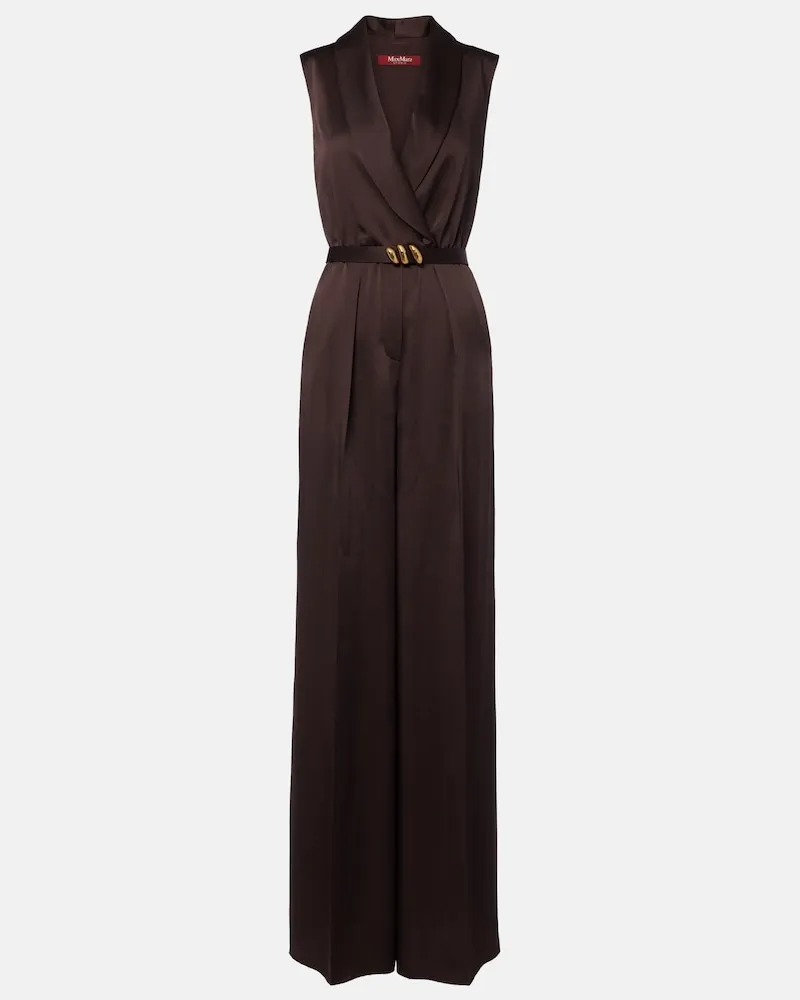 Max Mara Jumpsuit aus Satin mit Gürtel Braun