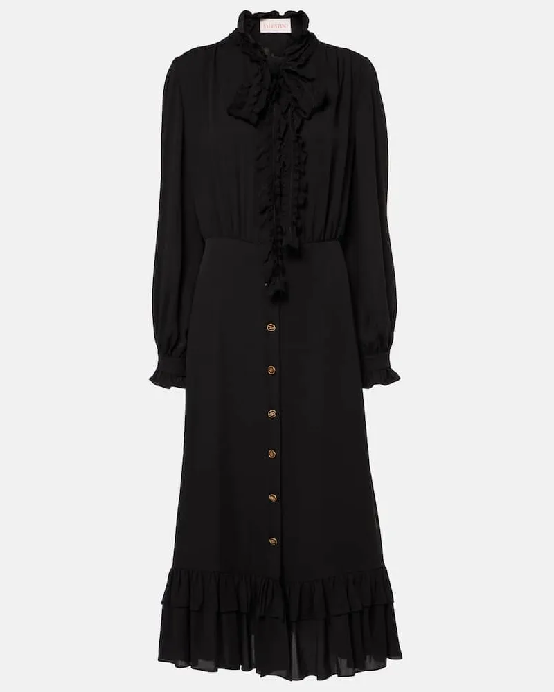 Valentino Garavani Midikleid aus Seiden-Georgette Schwarz