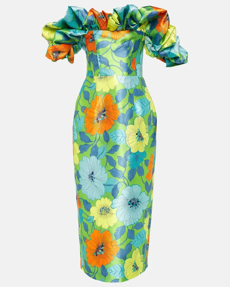 ALEMAIS Alémais Bedrucktes Midikleid aus Satin Multicolor