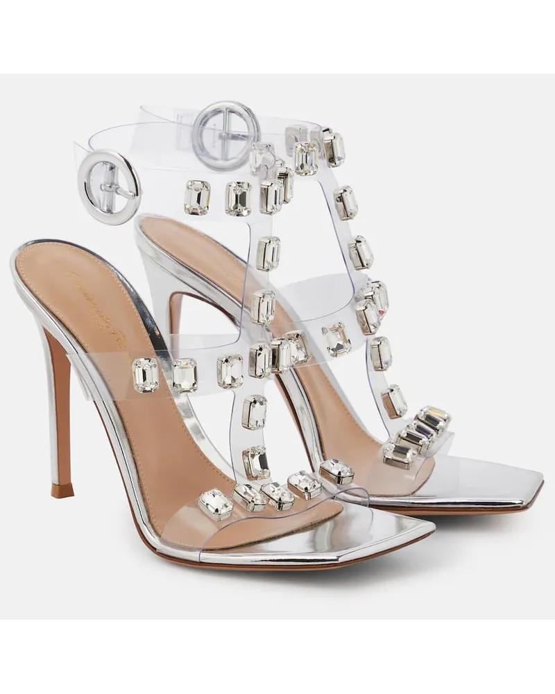 Gianvito Rossi Verzierte Sandalen Crystal Crash Silber