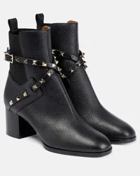 Valentino Garavani Ankle Boots Rockstud 60 aus Leder Schwarz