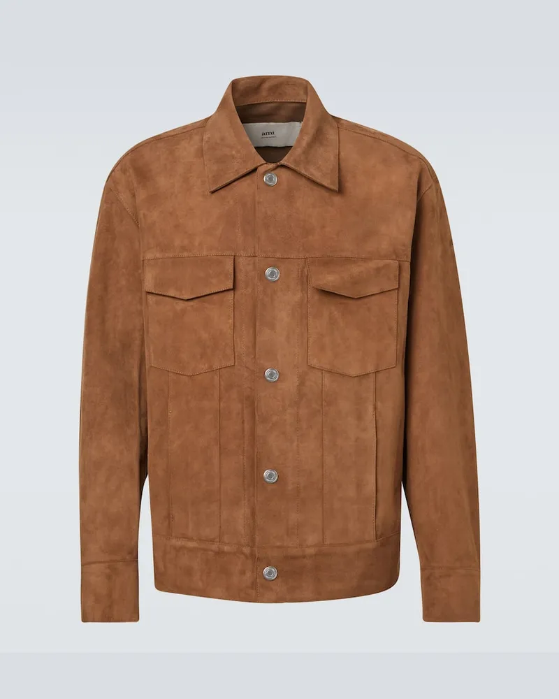 AMI Paris Jacke aus Veloursleder Braun