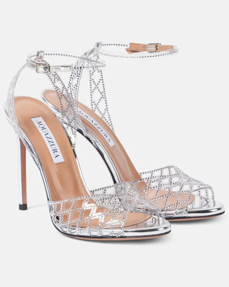 Aquazzura Sandalen Lumiere 105 mit Kristallen Silber