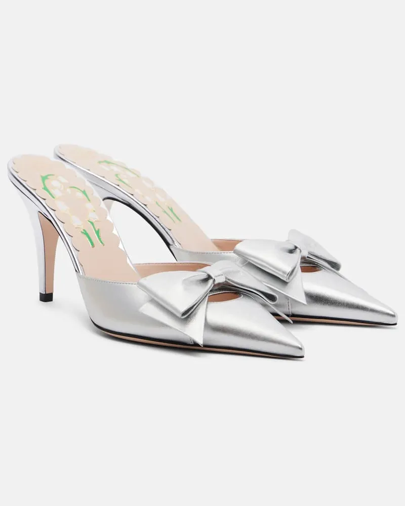 Valentino Garavani Mules aus Metallic-Leder Silber