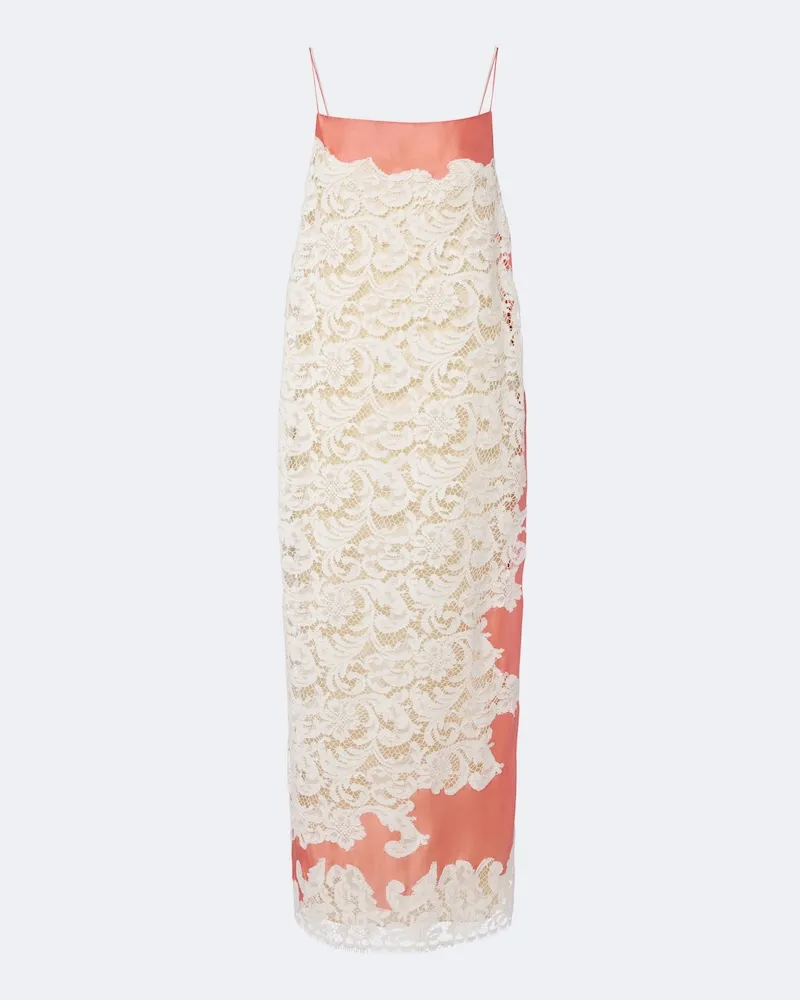 KHAITE Slipdress Nevis aus Voile mit Spitze Weiß