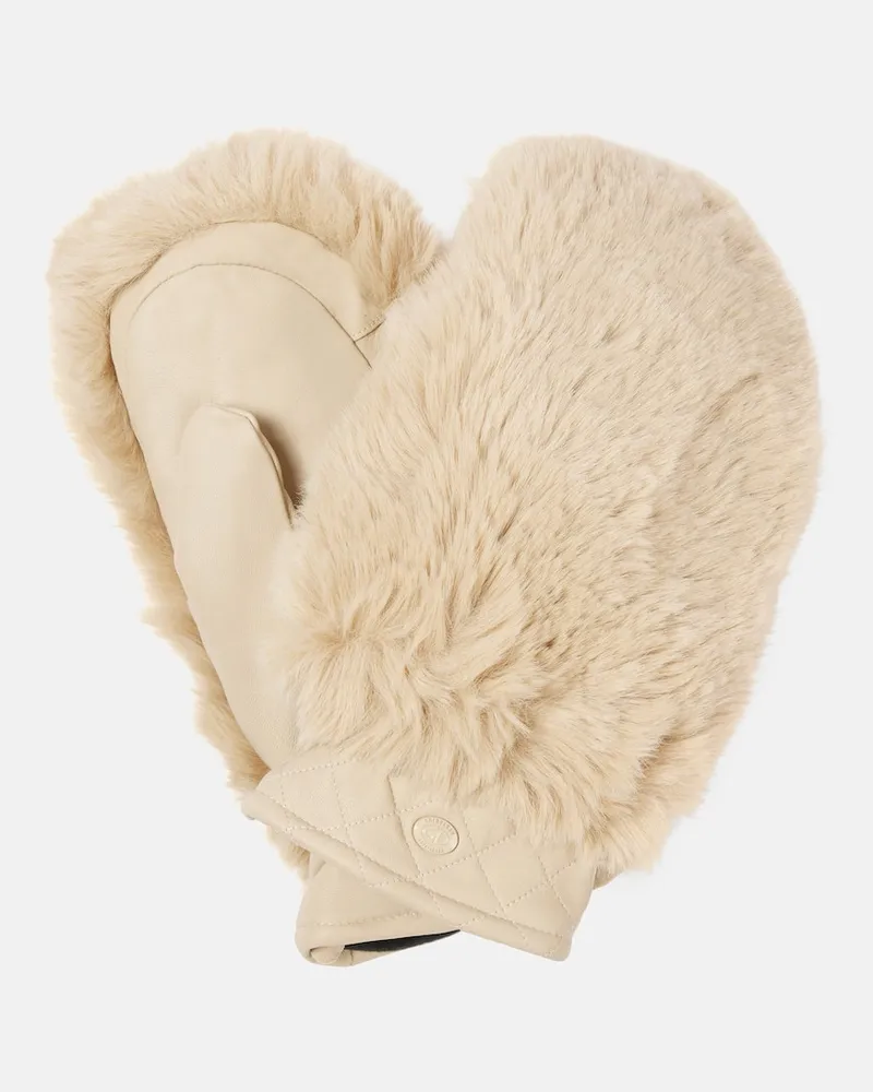 GOLDBERGH Fäustlinge Hill aus Leder mit Faux Fur Beige