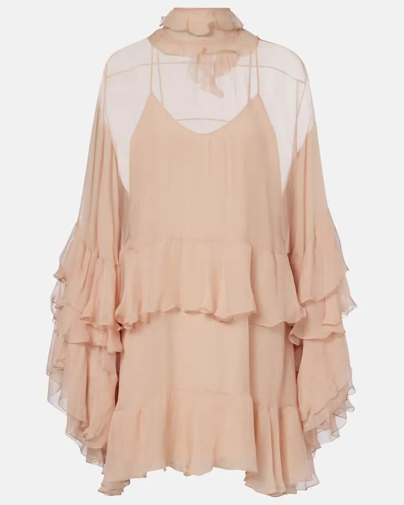 Chloé Chloé Minikleid aus Seidenmusselin Rosa