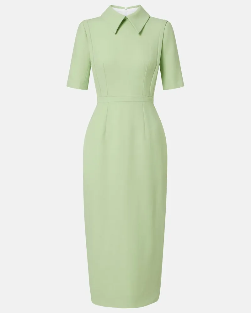 EMILIA WICKSTEAD Midikleid Valletta aus Woll-Crêpe Grün