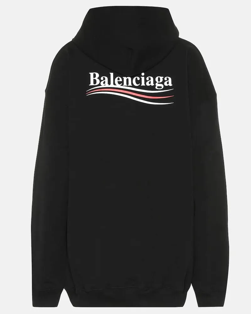 Balenciaga Bedruckter Hoodie aus Baumwolle Schwarz