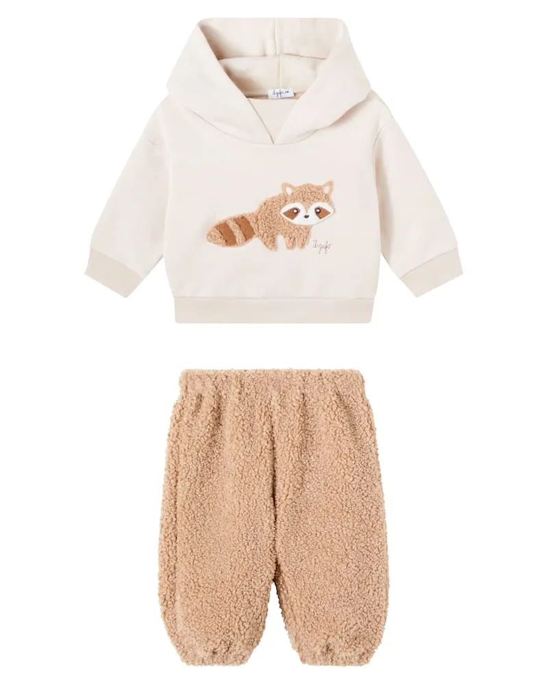 Il Gufo Baby Set aus Kapuzenjacke und Jogginghose Beige