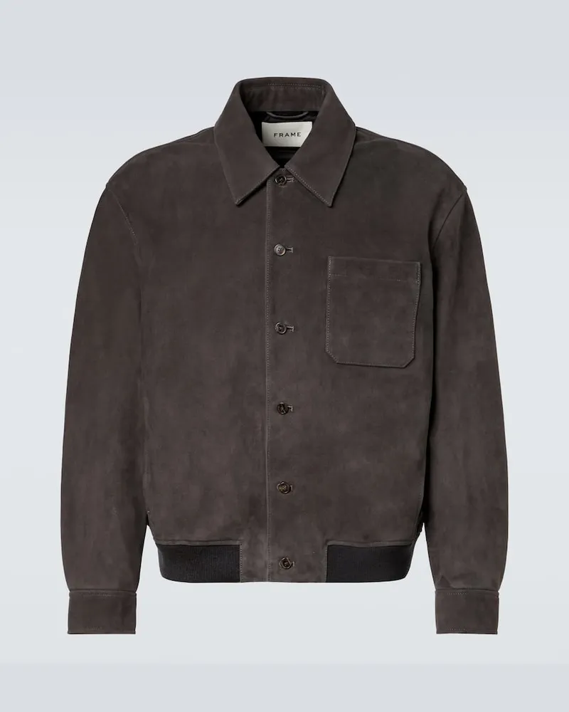 Frame Denim Blouson aus Veloursleder Grau