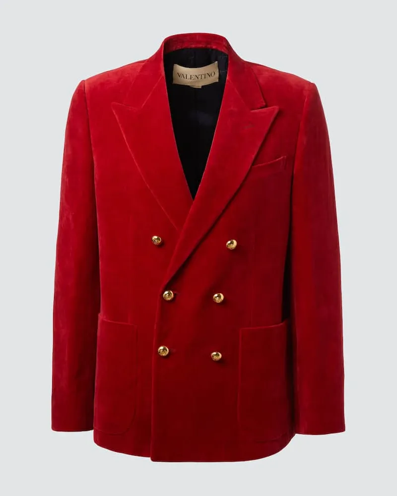 Valentino Garavani Blazer aus Baumwolle und Leinen Rot