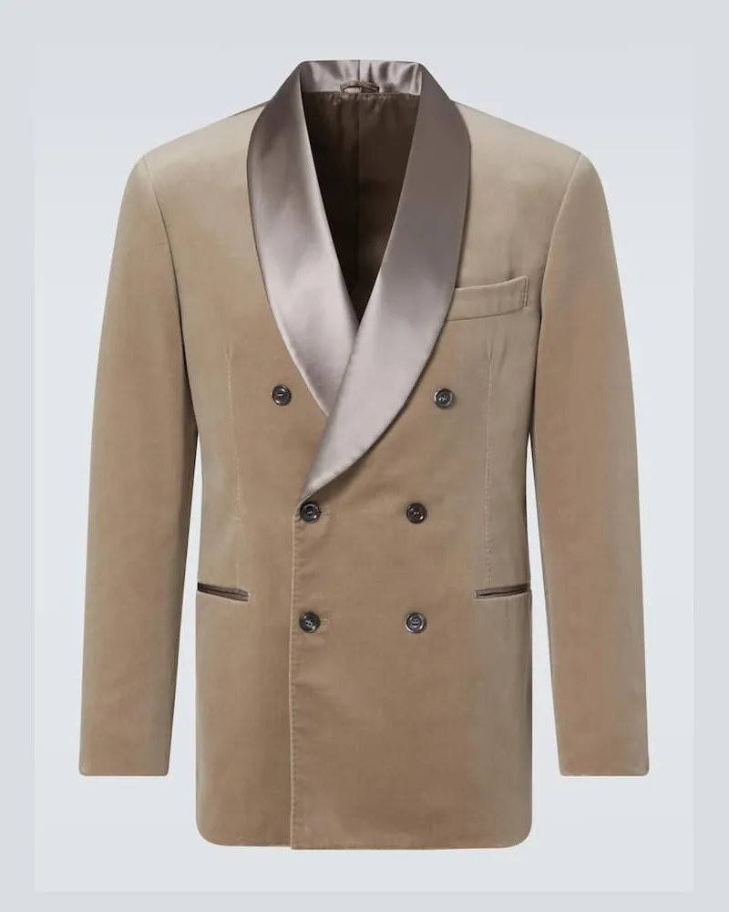 Brunello Cucinelli Smoking aus Baumwollsamt mit Satin Beige