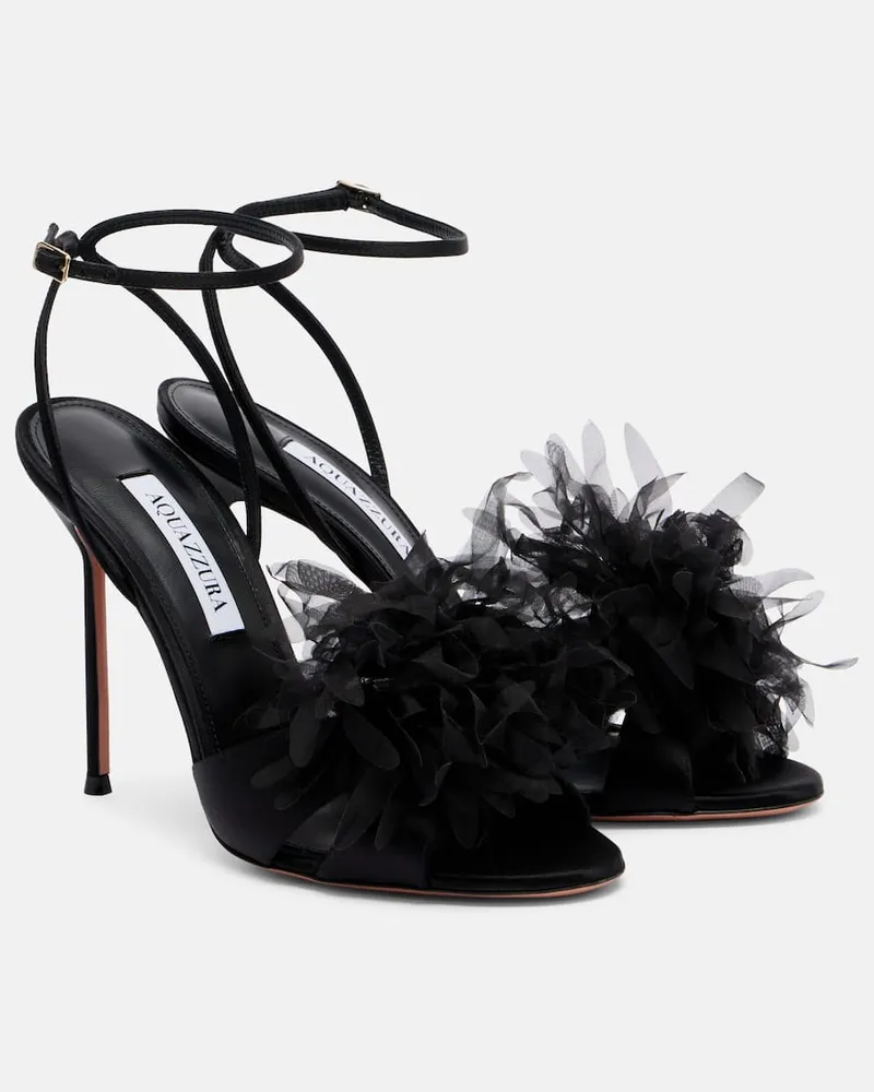 Aquazzura Sandalen Poème 105 aus Satin Schwarz