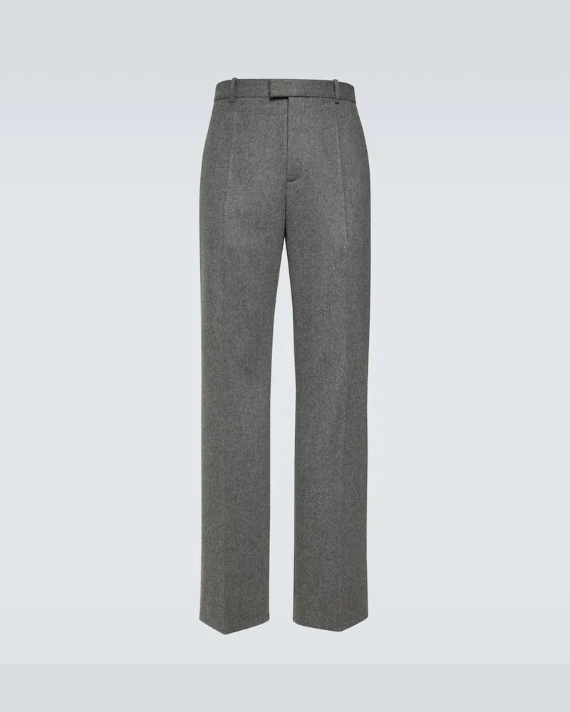 Bottega Veneta Gerade Hose aus Wollflanell Grau