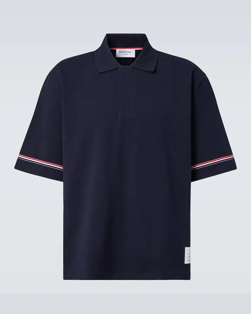 Thom Browne Polohemd RWB Stripe aus Baumwolle Blau