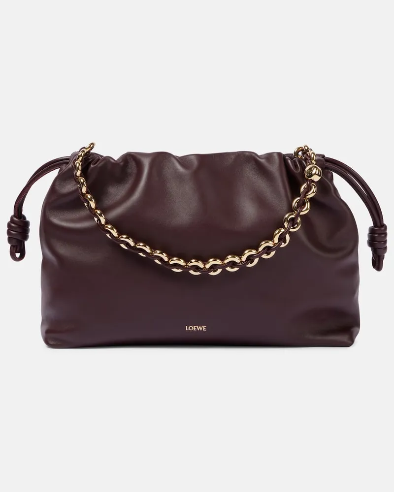 Loewe Clutch Flamenco Large aus Leder Burgunderrot