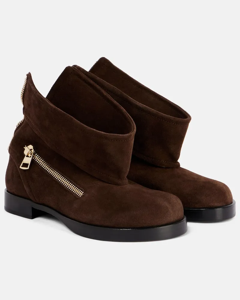 J.W.Anderson Bikerstiefel aus Veloursleder Braun