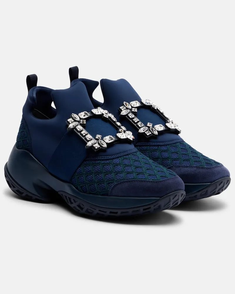 Roger Vivier Sneakers Viv' Run mit Veloursleder Blau