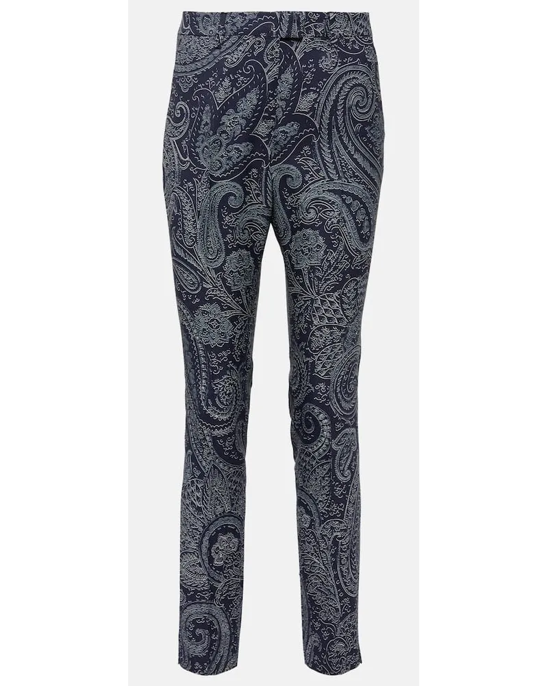 Etro Bedruckte High-Rise-Hose Blau