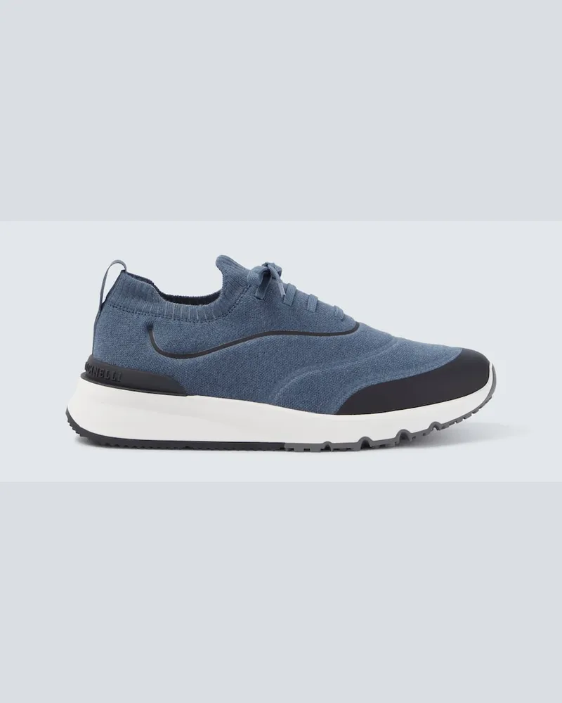 Brunello Cucinelli Sneakers Techno aus Strick Blau