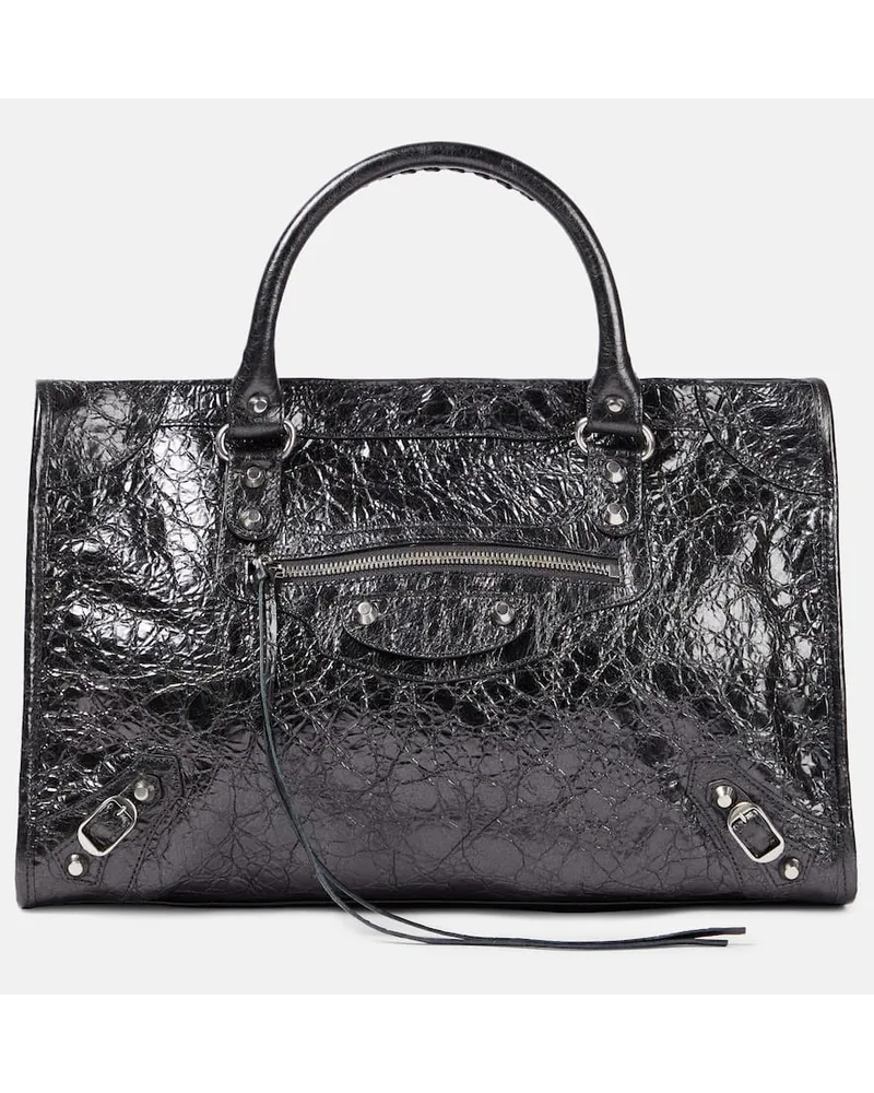 Balenciaga Tote Bag Le City Medium aus Leder Grau
