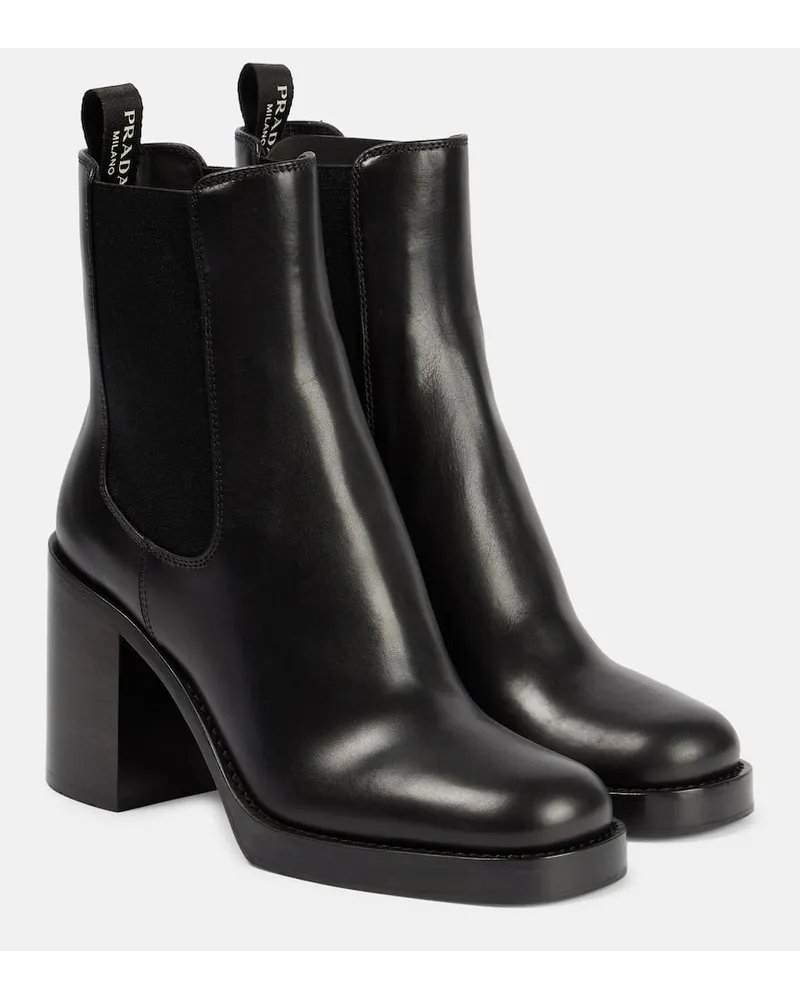 Prada Chelsea Boots aus Leder Schwarz