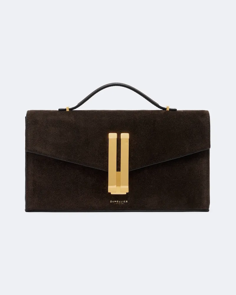 DeMELLIER Clutch Vancouver aus Veloursleder Braun