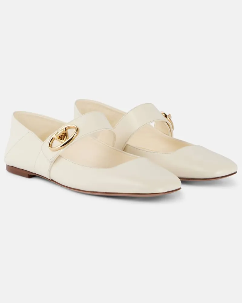 Valentino Garavani Mary-Jane-Ballerinas VLogo Locker aus Leder Schwarz