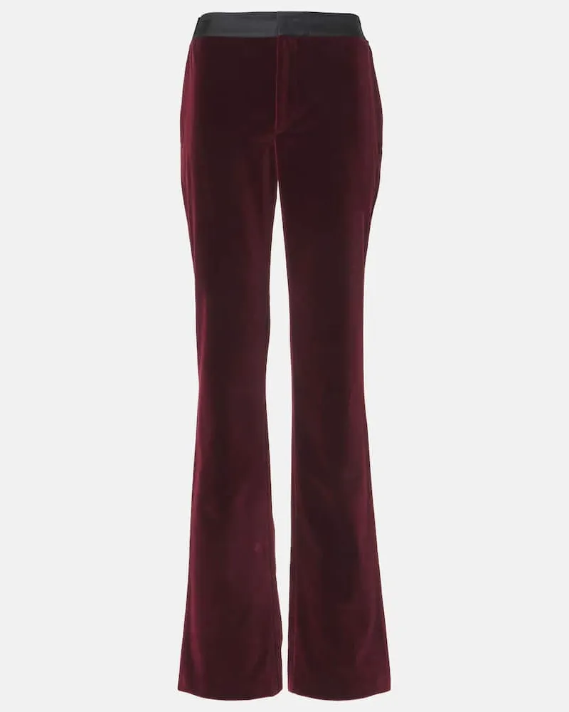 TOD'S High-Rise-Schlaghose aus Baumwollsamt Burgunderrot