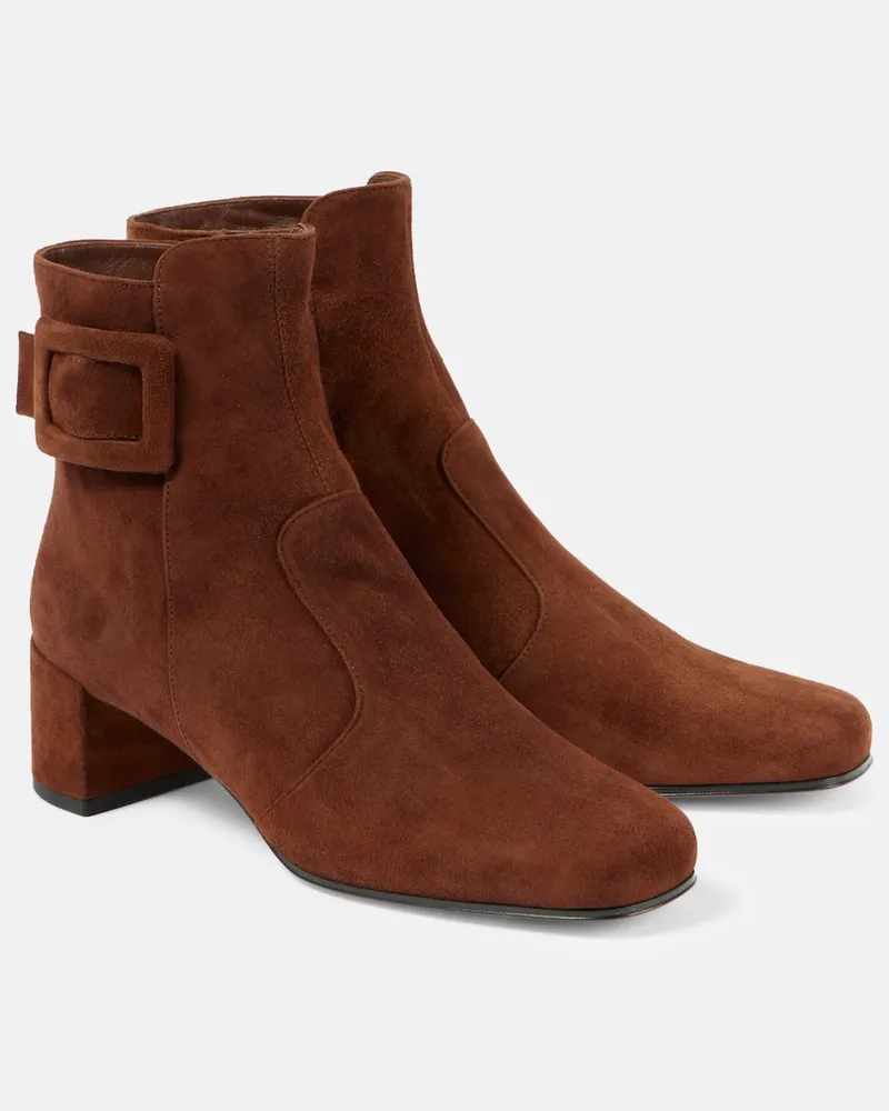 Roger Vivier Ankle Boots Tres Vivier Polly aus Veloursleder Braun